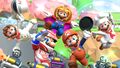Mario (Tuxedo), Mario (Racing), Mario (Halloween), Mario (Classic), and Mario (Chef) tricking in the Pipe Frame