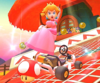 The icon of the Birdo Cup challenge from the Rosalina Tour and the Pink Gold Peach Cup challenge from the 2021 Los Angeles Tour in Mario Kart Tour