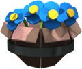 Model of a planter with blue flowers