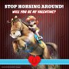 Valentine's Day card featuring Mario Sports Superstars artwork of Daisy riding a horse