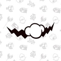 Line art of Wario's mustache from Waluigi Personality Quiz. The background is a pattern with Bloopers, Boos, Bullet Bills, Chain Chomps, Cheep Cheeps, Goombas, and Piranha Plants.