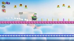 Elephant Luigi running in the Hurry, Hurry level in Super Mario Bros. Wonder