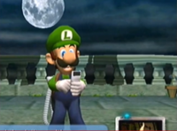 Luigi's shadow in a glitch in which it appears to be hung
