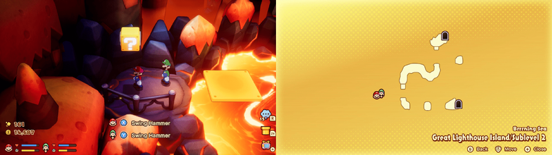 19th block in the Brrning Sea Great Lighthouse Island from Mario & Luigi: Brothership