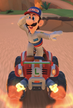 Luigi (Mechanic) performing a trick.