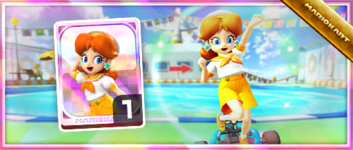 Daisy (Sailor) from the Spotlight Shop in the Sunshine Tour in Mario Kart Tour