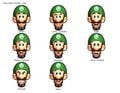 Concept art showing Luigi's facial expressions.