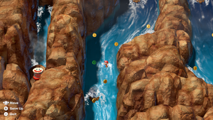 Third Frog Coin on the waterfall section of Midas River of Super Mario RPG.
