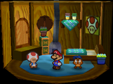 Mario and Goombario in Goomba Village's Toad House