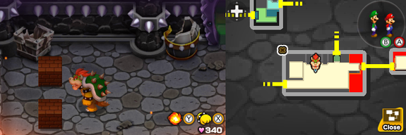 Seventeenth and eighteenth blocks in Bowser's Castle of Mario & Luigi: Bowser's Inside Story + Bowser Jr.'s Journey.