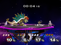 The battle against Giga Bowser in the Event Match Lv. 51: The Showdown in Super Smash Bros. Melee
