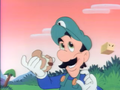 Luigi eating an Egg Scoopa Koopa.