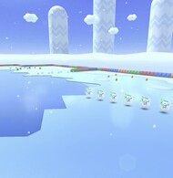 A view of SNES Vanilla Lake 2 in Mario Kart Tour