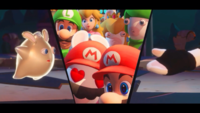 The heroes react to Edge during the In Deep Water Main Quest in Mario + Rabbids Sparks of Hope
