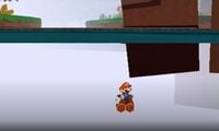 Mario on a raft below the waters of Long Fall Falls