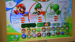 The Character select screen, for the Wii U version of Mario & Sonic at the Rio 2016 Olympic Games.
