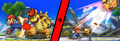 An image showing the main gameplay mechanic of launching opponents off the stage