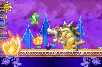 Yoshi in the final battle against Bowser