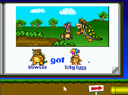 Bowser picking up Iggy in Mario's Early Years! Fun with Letters