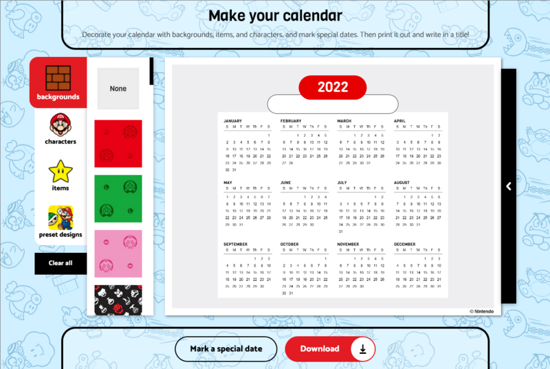 File:PN Mushroom Kingdom Calendar Creator 2022 edit screen.png