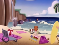 Princess Toadstool and Toad on the beach in Hawaii in The Adventures of Super Mario Bros. 3 episode "Reign Storm"