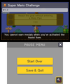 The pause screen in the Super Mario Challenge
