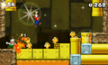 Mario and Fire Luigi in an underground level with golden Goombas.