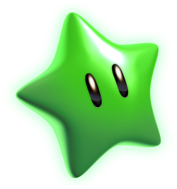 Artwork of a Green Star from Super Mario 3D World.
