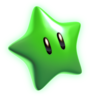 Artwork of a Green Star from Super Mario 3D World.