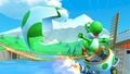Yoshi gliding with the Eggshell Glider on 3DS Daisy Hills