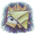 A colored pencil drawing of King Olly