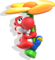 Red Yoshi using a Propeller Flower