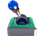An activated (orange) and deactivated (blue) Lever Switch in Super Mario Galaxy