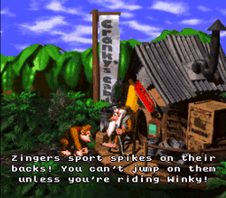 A screenshot of Cranky Kong in Donkey Kong Country used in Ask Uncle Tusk.