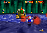 Mario fighting Bowser in Bowser in the Dark World.