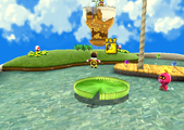 Bee Mario flying around the Flower Planet.