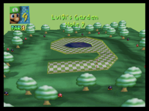 The ninth hole of Luigi's Garden from Mario Golf (Nintendo 64)