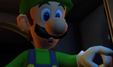 Luigi inspects his TV.