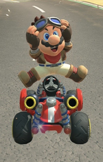 Mario (Dune Rider) performing a trick.