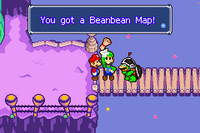 Mario and Luigi receiving the Beanbean Map from the Border Bros