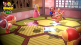 Mario and Princess Peach battling Pom Pom