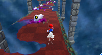 Mario runs past a Mattermouth in Super Mario Galaxy 2.