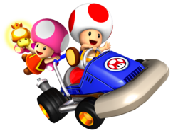 Artwork of Toad and Toadette for Mario Kart: Double Dash!!