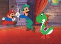The layer of Luigi is used in the scene; however, the layer of Mario is unused, while the layer of Yoshi is from another episode, "A Little Learning"