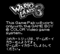 The notice displayed when the game is booted in Game Boy mode
