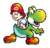 Artwork of Yoshi and Baby Mario in Yoshi Touch & Go (later reused for Yoshi's Island DS)