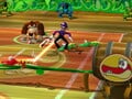 Waluigi is struck by a tennis ball. Court design and design of the Klaptraps on the barrel differ from the released version.