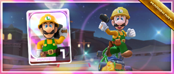 Builder Luigi from the Spotlight Shop in the 2023 New Year's Tour in Mario Kart Tour