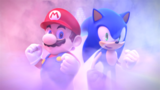 Mario and Sonic standing side by side.