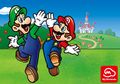 Mario and Luigi high-fiving